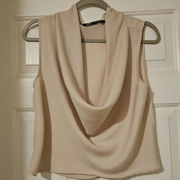 Zara Cream Cowl neck top. Size medium - Picture 8 of 12